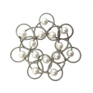 Tigerstars Lustrous White Mother Of Pearl Silver Piano Wire Bracelet